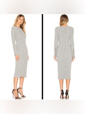 VINCE Knit Fitted Sweater Midi Dress M